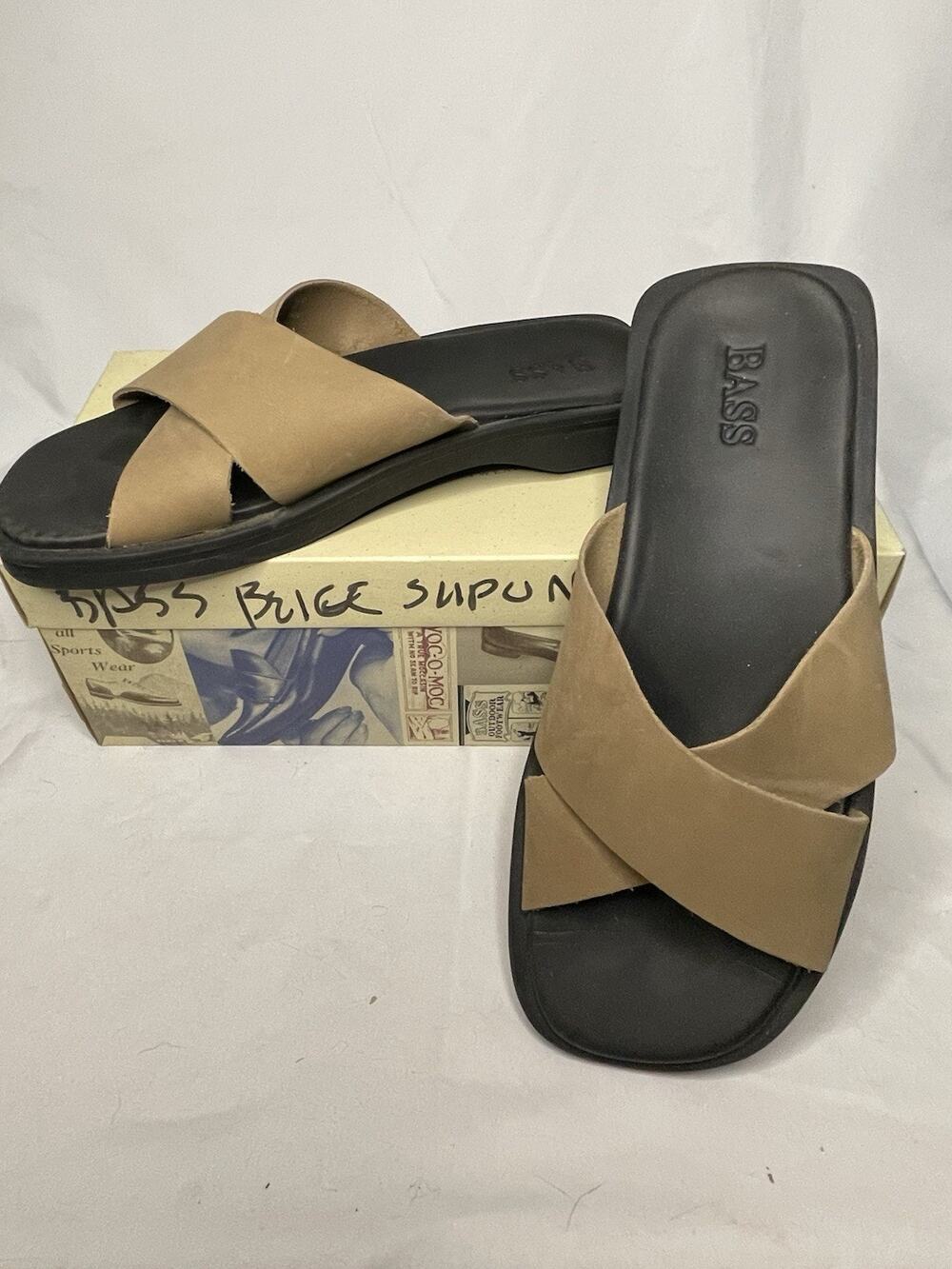 G. H. Bass Leather Sandals Slides Women’s Size 8.5M Casual Brown Travel Pool NEW